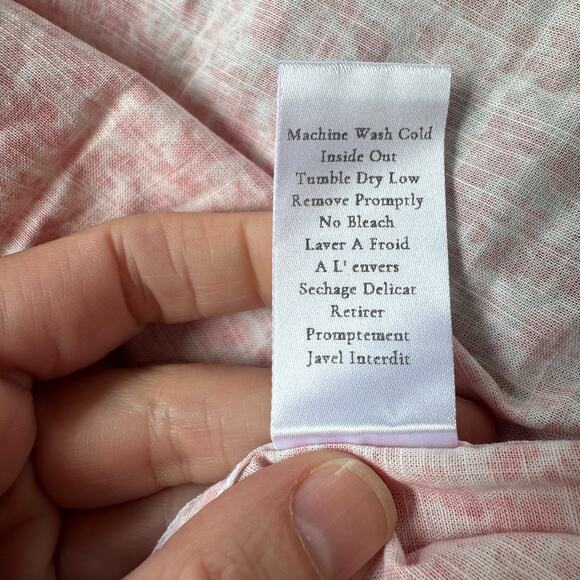 Frank & Eileen Finbar Classic Linen Button Front Shirt Peach Floral - Picture 7 of 10